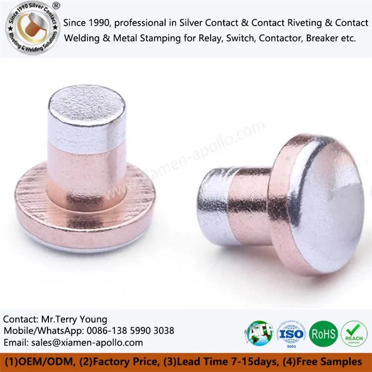 Trimetal sølvkontakt nitter